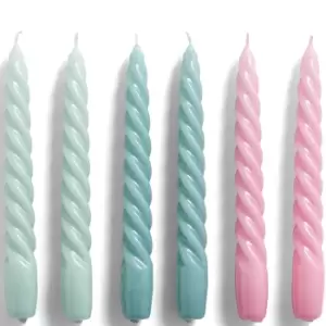 HAY Candle Twist Set of 6 - Blue/Teal/Pink