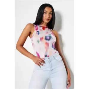 I Saw It First Abstract Print Single Layer Slinky Racer Bodysuit - Multi