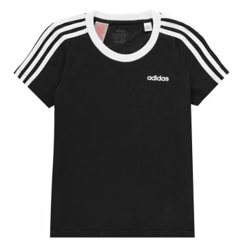 adidas 3 Stripe T Shirt Junior Girls - Black/White