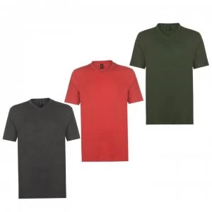 Donnay Three Pack V Neck T Shirt Mens - D Grn/Red/Charc