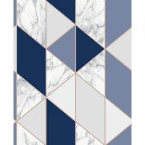 Fresco Marble Geometric Wallpaper Navy