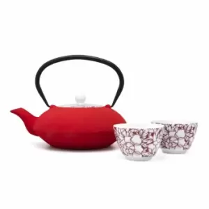 Bredemeijer Teapot Yantai Design Cast Iron 1.2L With Porcelain Lid In Red