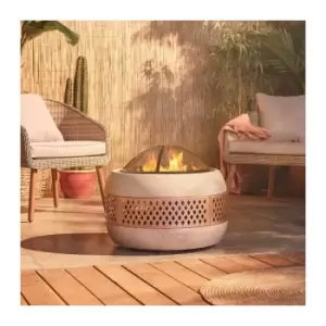 Vonhaus - BTFY Fire Pit - Round Firepit with BBQ Grill Function, Poker & Spark Guard - Outdoor, Garden, Patio Heater/Burner for Wood & Charcoal