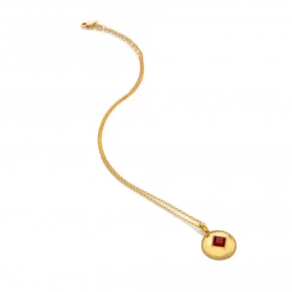 Coin Pendant Red Agate Necklace DP934