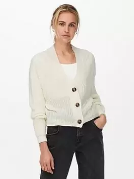 Only Long Sleeve Knit Cardigan - Cream, Size XL, Women