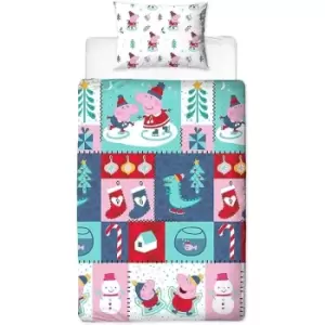 Peppa Pig Reversible Snowman Christmas Duvet Cover Set (Single) (Multicoloured)