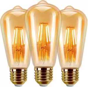 8W Vintage Filament Light Bulb E27, Warm White 3000K, Pack of 4