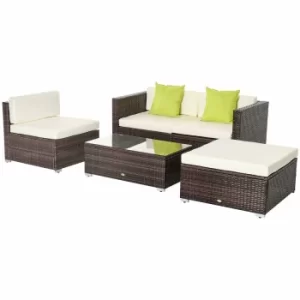 Alfresco Rattan Sectional Garden Sofa Set with Cushions, Brown