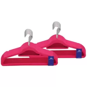 Premium Range Velvet Touch Space Saving Non-Slip Hangers, Medium Pink, Pack of 100 - JVL