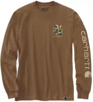 Carhartt Camo Logo Graphic Longsleeve, brown, Size L, brown, Size L