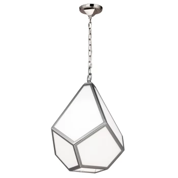 Diamond 1 Light Medium Ceiling Pendant Polished Nickel, E27
