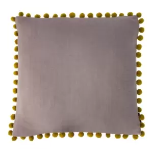 Mardi Gras Pom-Pom Cushion Dove/Gold, Dove/Gold / 50 x 50cm / Polyester Filled