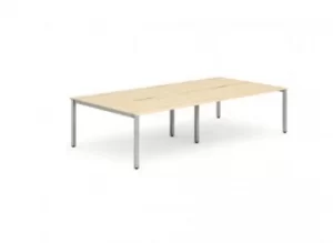 B2B Silver Frame Bench Desk 1400 Maple (4 Pod)