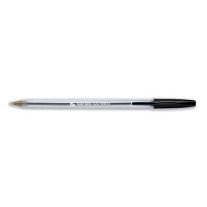 5 Star Office Ball Pen Clear Barrel 1.0mm Tip 0.4mm Line Black Pack 50