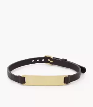 Fossil Men Gold-Tone Stainless Steel and Leather ID Bracelet