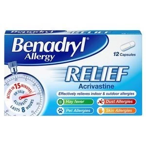 Benadryl Allergy and Hayfever Acrivastine Tablets 12s