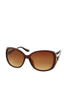 Accessorize Rachel Metal Detail Wrap Sunglasses - Brown