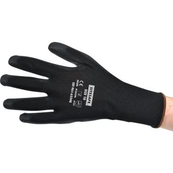 Palm-side Pu Coated Black Gloves - Size 10