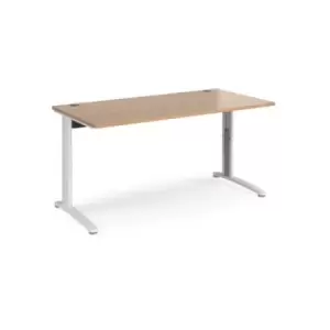 Office Desk Wheelchair Friendly Rectangular Desk 1600mm Beech Tops With White Frames TR10