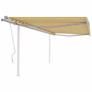 Vidaxl - Manual Retractable Awning with Posts 4x3 m Yellow and White Yellow