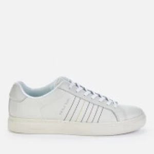 Paul Smith Mens Rex Embroidered Stripe Leather Trainers - White - UK 11