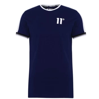 11 Degrees Taped Ringer T Shirt - Navy/White