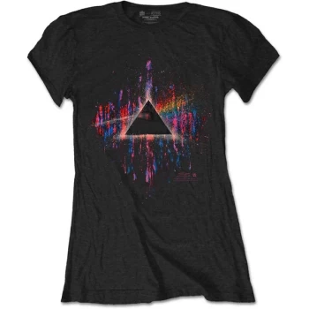 Pink Floyd - Dark Side of the Moon Pink Splatter Womens X-Large T-Shirt - Black