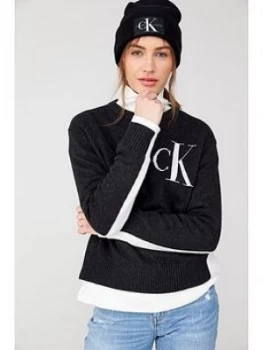 Calvin Klein Jeans Logo Archive Sweater - Grey Size M Women