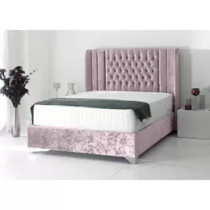 Alexis Luxury Modern Beds - Plush Velvet, Double Size Frame, Pink - Pink