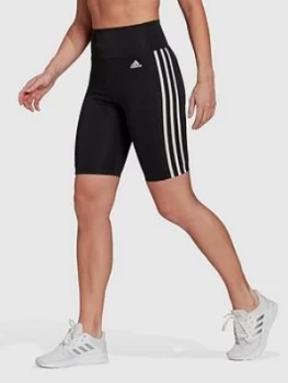adidas 3 Stripe Cycling Shorts - Black/White, Size XS, Women