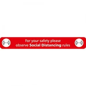 Seco Floor Sticker Observe social distancing rules Red Anti Slip Laminate 60 x 8 cm