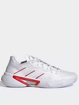 adidas Barricade Tennis Shoes, White/Silver, Size 8, Women