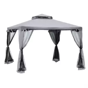 Outsunny - 3 x 3m Gazebo Garden Outdoor 2-Tier Roof Marquee Party Tent Grey
