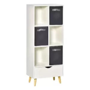 Homcom Tall Bookcase With Storage Shelves And Drawer White