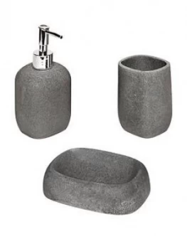 Aqualona Grey Stone 3 Piece Bathroom Accessory Set