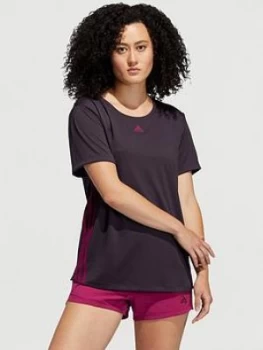 Adidas 3 Stripe Training T-Shirt - Purple, Size XL, Women