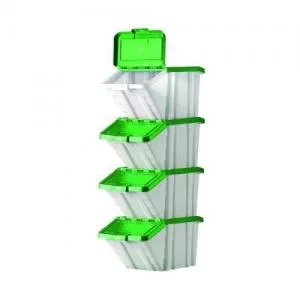 Barton Multifunctional Storage Bins Green Lids Pack of 4 0521044