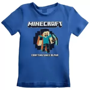 Minecraft Childrens/Kids Crafting Since Alpha T-Shirt (12-13 Years) (Blue)