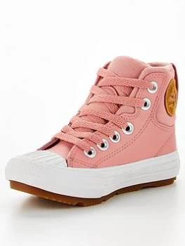 Converse Chuck Taylor All Star Berkshire Boot Hi Childrens Trainer - Pink/White , Pink/White, Size 13