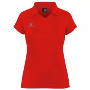 Gilbert Eclipse Womens Netball Polo Shirt w Bib Attachments - Red