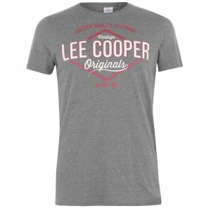 Lee Cooper Logo T Shirt Mens - Charcoal Marl