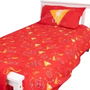 Liverpool FC Reversible Duvet Cover Set (Single) (Red/Yellow) - Red/Yellow