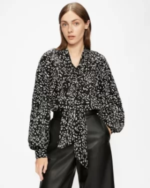 Ted Baker Cat Print Pussy Bow Blouse