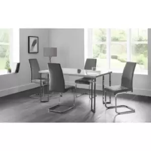 Julian Bowen Dining Set - Positano Marble Effect Table & 4 Velvet Grey Chairs