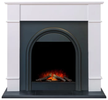 Adam Chesterfield Electric Fire Suite-White & Charcoal Grey