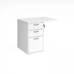 Desk high 3 drawer pedestal 600mm deep with 800mm flyover top - white