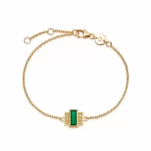 Daisy London 18ct Gold Plate Beloved Green Onyx Baguette Bracelet 18ct Gold Plate