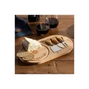Hairy Bikers Round Bamboo Cheese Board and Knives