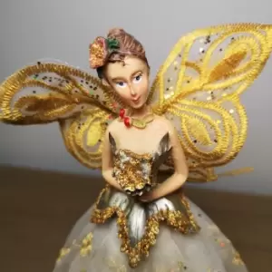 23cm Christmas Tree Topper Angel Fairy Decoration in Champagne Gold