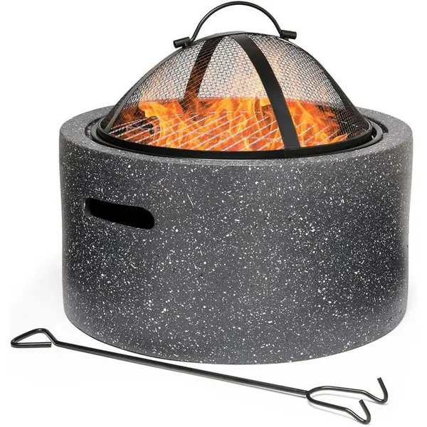 VonHaus Fire Pit 2 in 1 Firepit with BBQ Cooking - Grey One Size
